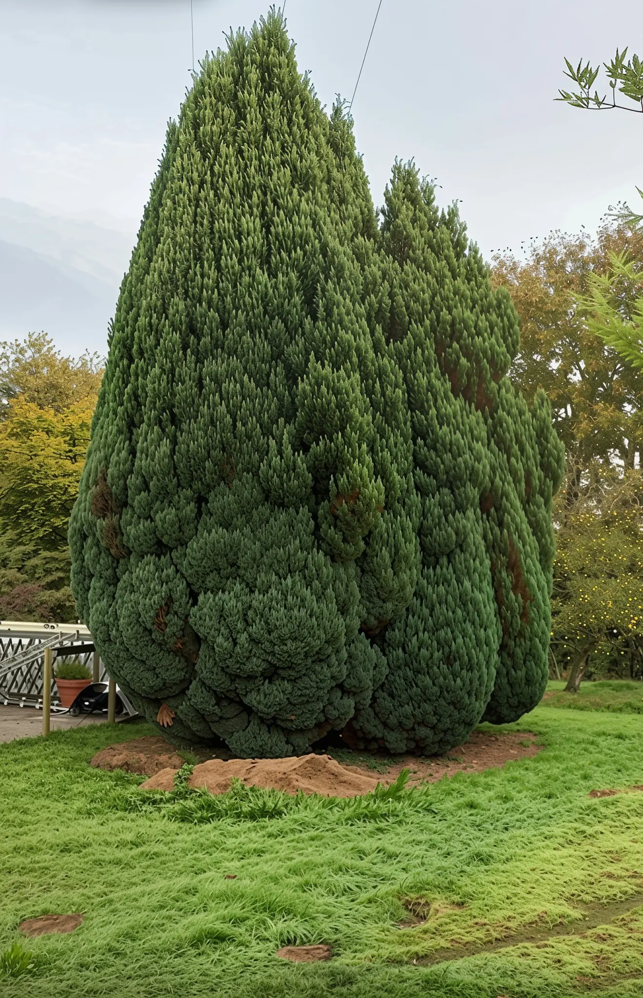 Abattage de grand conifère à Cherbourg - Avant